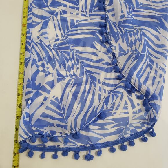 NEW!! Club Z Beach Swim Plus SIZE 2X Pom Pom Petal Leg Blue Coverup Pants Cute - Picture 9 of 10